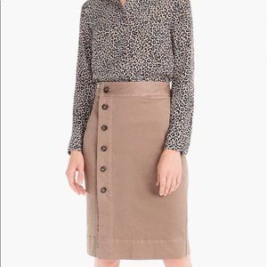 NWT J. Crew Side Button Stretch Chino Pencil Skirt